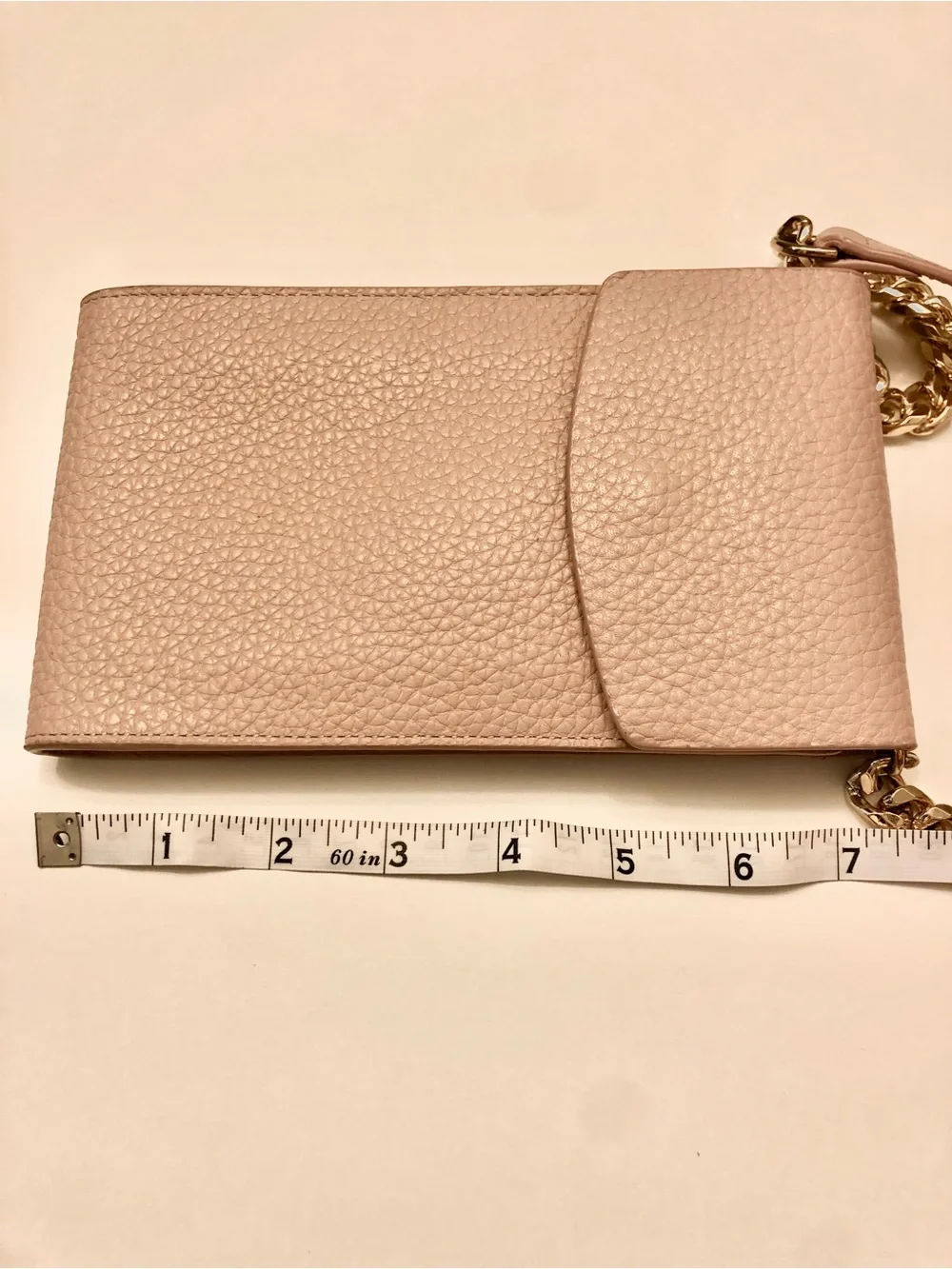 14th & Union Tompkins Pink Dust Pebbled Leather Phone Crossbody with Gold Chain